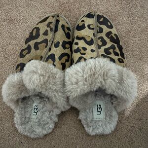 UGG Tan and Black Leopard Print Slippers